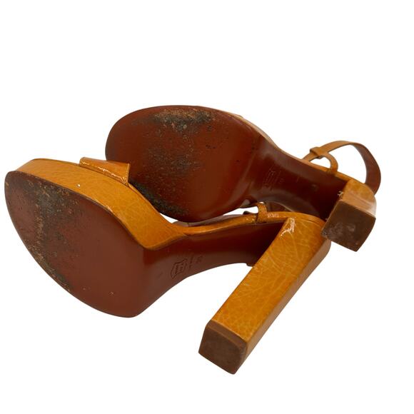 Lanvin Paris Leather Platform Ankle Strap Heels Size 39 / 7 - Picture 9 of 12